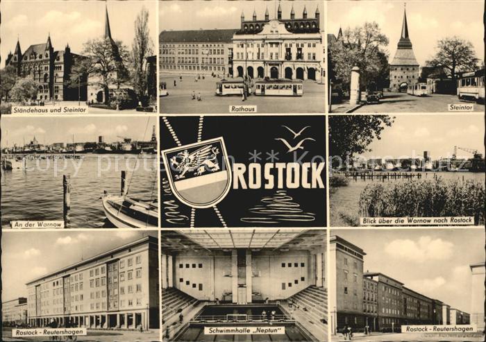 ROSTOCK  CITY Staendehaus Steintor Rathaus Warnow Schwimmhalle