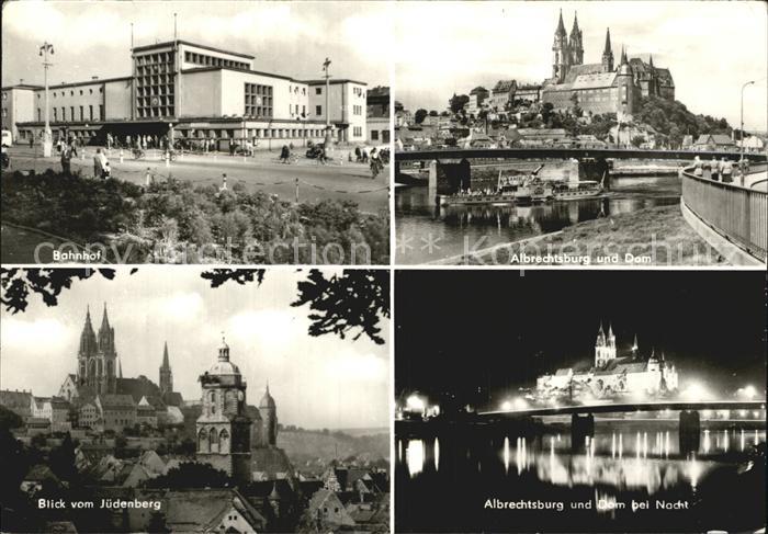 Meissen Elbe Sachsen Bahnhof Albrechtsburg Dom Juedenberg Nachtaufnahme