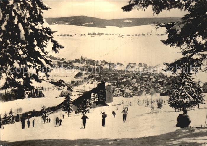 Oberwiesenthal Erzgebirge Skifahrer Winterlandschaft