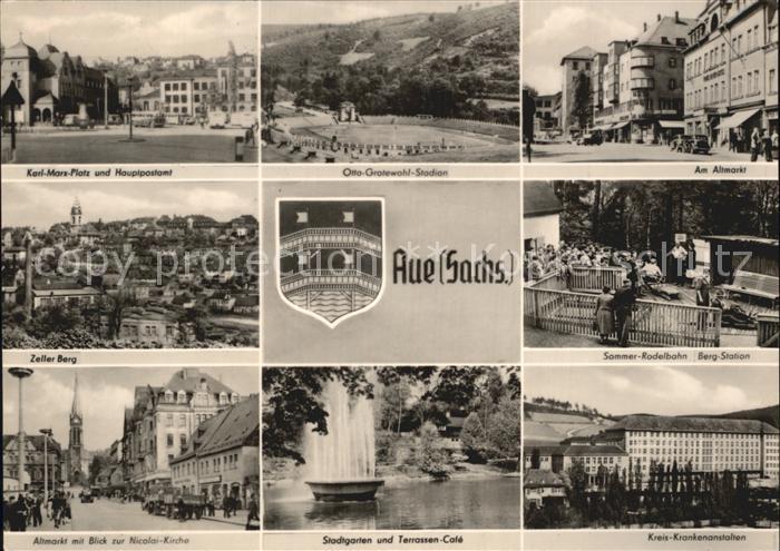 Aue Sachsen Karl Marx Platz Hauptpostamt Altmarkt Nicolaikirche