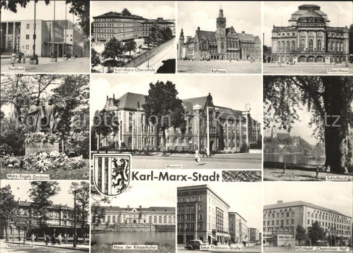 Karl-Marx-Stadt Stadtbad Opernhaus Museum Schlossteich HO Hotel Chemnitzer Hof