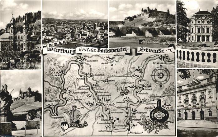 WueRZBURG Bayern Total und Teilansichten Gebietskarte