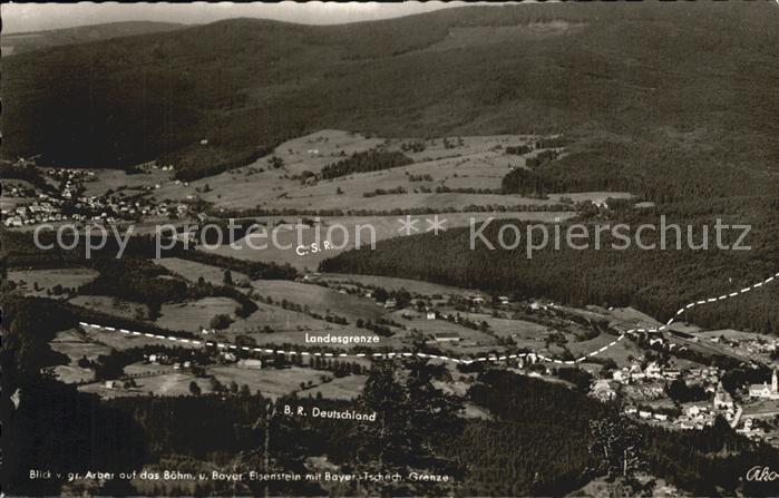 Bayerisch Eisenstein Blick vom Gr Arber Landesgrenze zwischen BRD und CssR