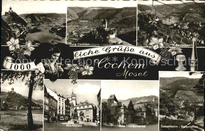 Cochem Mosel Burg Cochem Sesselbahn Marktplatz Alte Thorschenke Bergstation