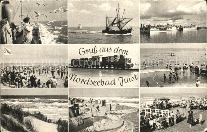 Juist Nordseebad Fischerboot Dampfer Strandpartien Inselbahn Duenen Promenade