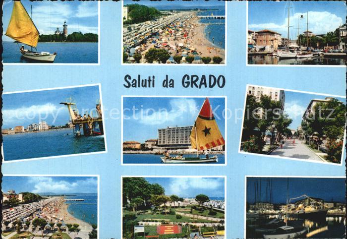 Grado Gorizia Segeln Strand Hafen Strassenpartie Teilansichten