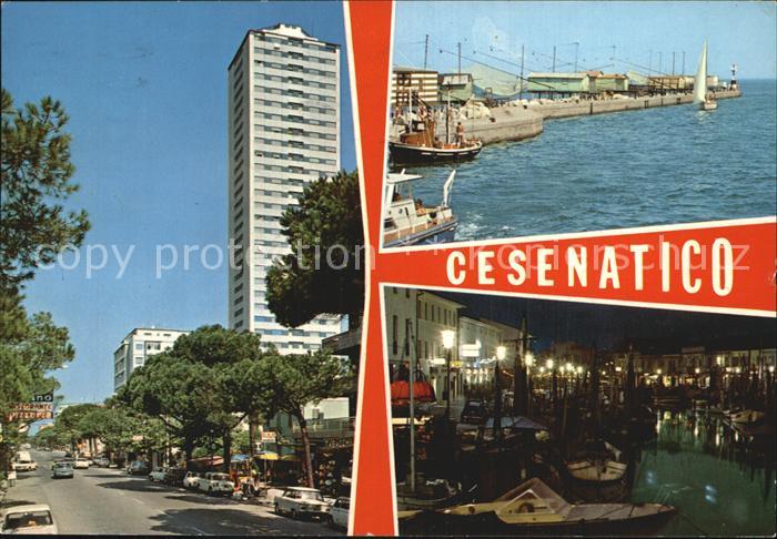 Cesenatico Teilansicht Hafen bei Nacht