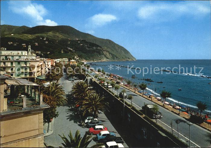 Moneglia Liguria Viale delle Palme mit Strand
