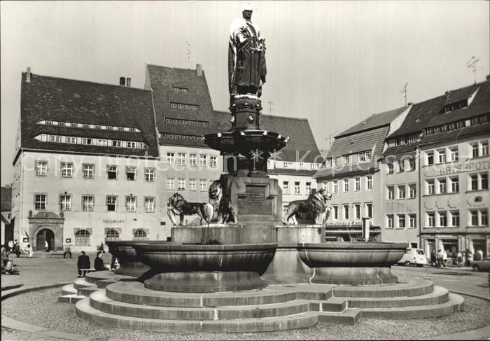 Freiberg Sachsen Obermarkt mit Brunnendenkmal