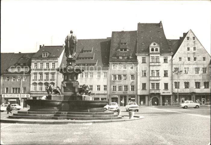 Freiberg Sachsen Obermarkt mit Brunnen