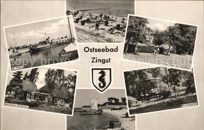 Zingst Ostseebad Hafen Strand Wohnhaus Karl Marx Platz Milchbar Kurgarten