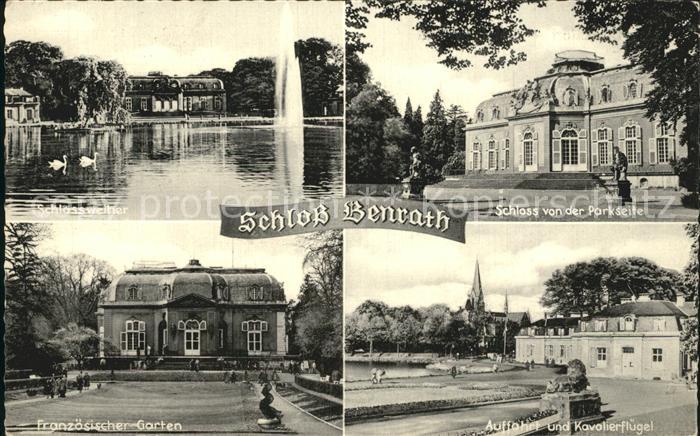 Benrath Schlossweiher Schloss Franz Garten Auffahrt und Kavalierfluegel
