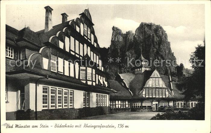 Bad Muenster Stein Ebernburg Baederhaus mit Rheingrafenstein