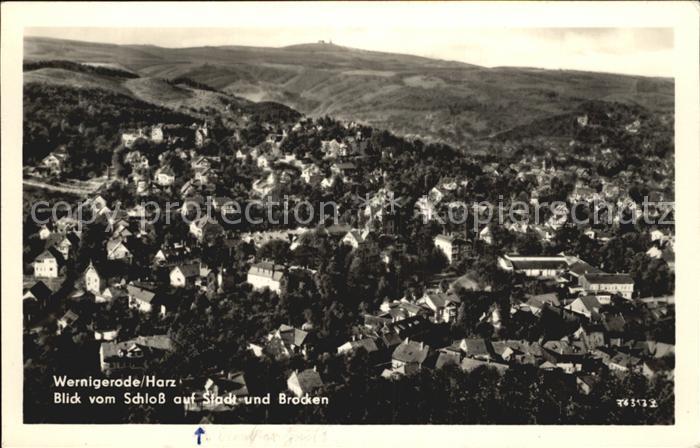 Wernigerode Harz Schlossblick auf Stadt und Brocken