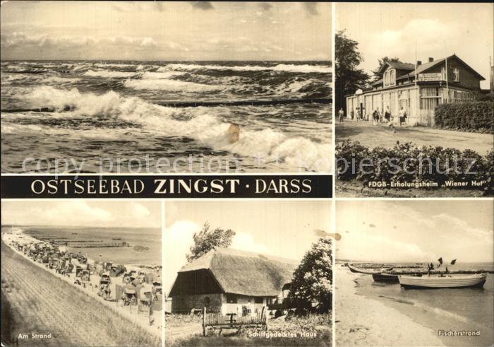 Zingst Ostseebad Meerblick FDGB Erholungsheim Wiener Hof Strand Schilfgedecktes