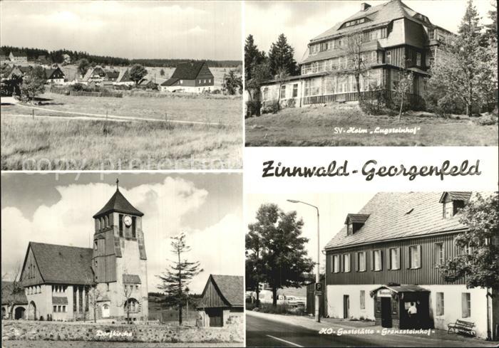 Zinnwald-Georgenfeld Teilansicht SV Heim Lugsteinhof Dorfkirche HOG Grenzsteinho