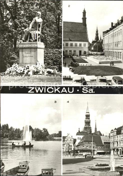 Zwickau Sachsen Robert Schumann Denkmal Neuberinplatz Schwanenteich Hauptmarkt