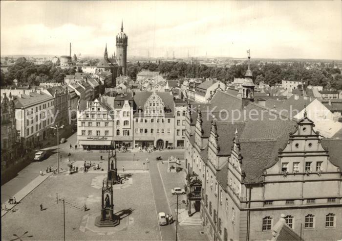 Wittenberg Lutherstadt Marktplatz mit Schlosskirche