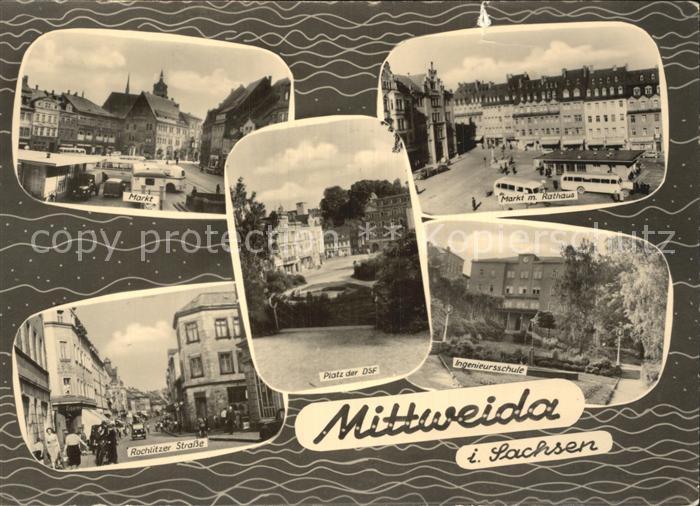 Mittweida Markt Rathaus Rochlitzer Str Platz der DSF Ingenieurschule