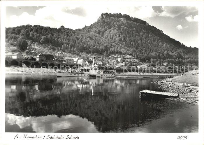 Saechsische Schweiz Am Koenigstein Elbe Dampfer