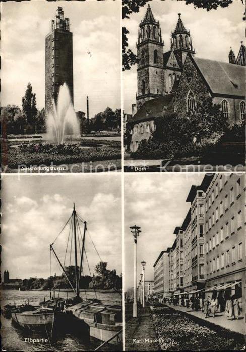 MAGDEBURG  CITY Ausstellungsturm Dom Elbpartie Karl Marx Str