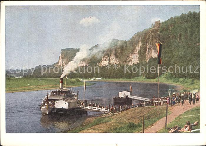 Dampfer Seitenrad Rathen Dampferanlegestelle