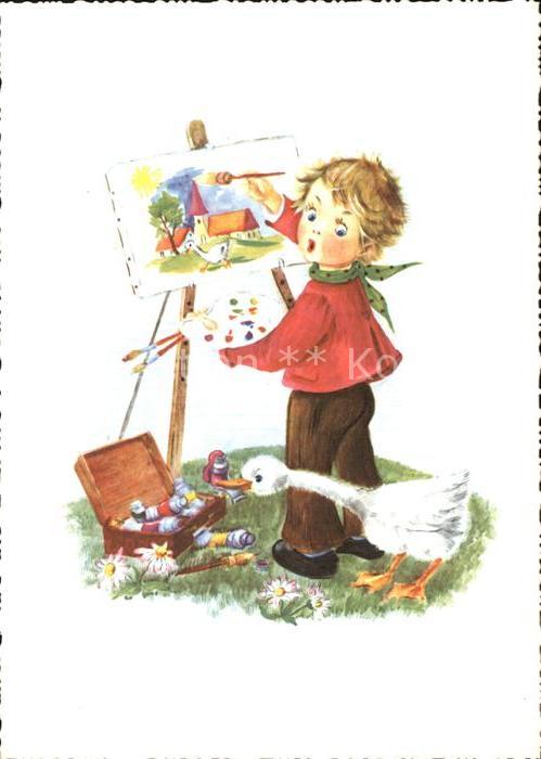 Kinder Child Enfants Malen Staffelei Pinsel Farben Gans