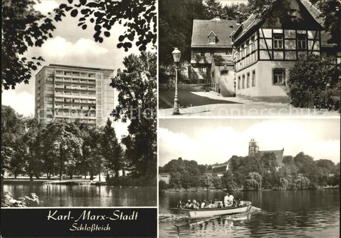 Karl-Marx-Stadt Schlossteich Boot Altes Haus