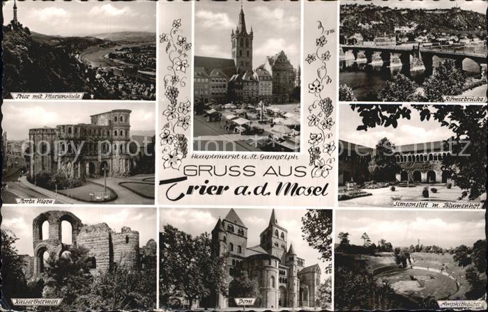 TRIER  CITY Hauptmarkt Dom Roemerbruecke Simonstadt