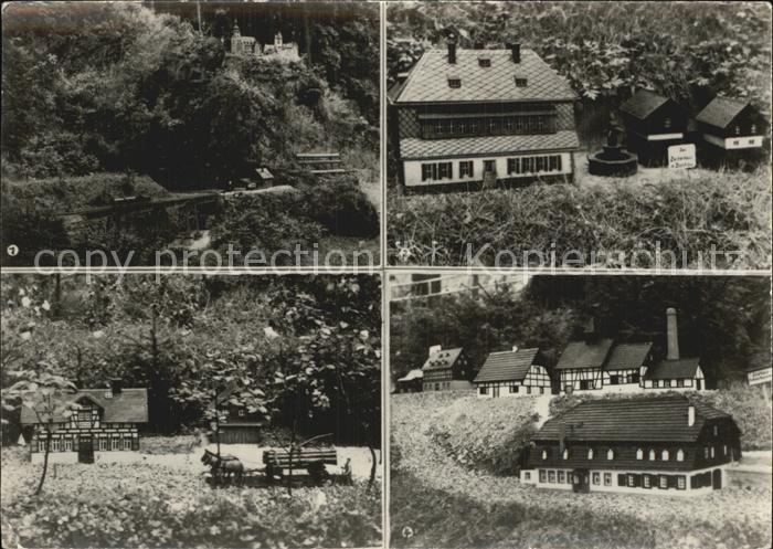 Waschleithe Heimatecke Modellbauten Eisenbahnbruecke Schloss Kirche Zechenhaus