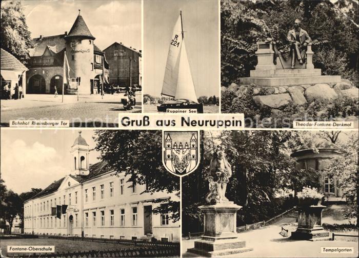 Neuruppin Bahnhof Rheinsberger Tor Tempelgarten Ruppiner-See Fontane-Denkmal