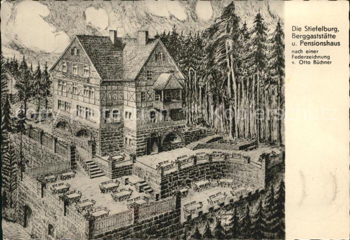 Weimar Thueringen Stiefelburg Restaurant Pension Federzeichnung Otto Buechner