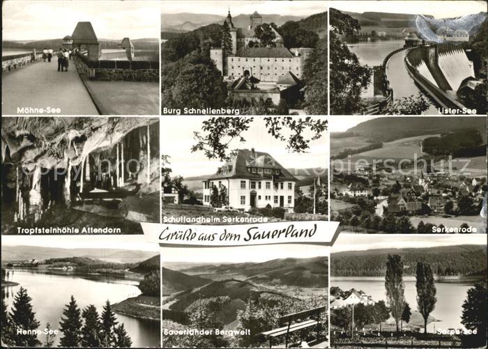 Serkenrode Moehnesee Burg-Schnellenburg Lister See Tropfsteinhoehle Henne-See