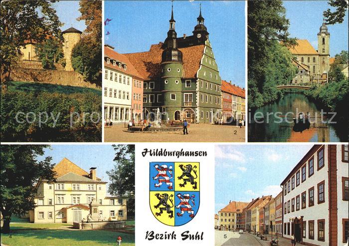 Hildburghausen Stadtmauer Rathaus Friedenspark Stadttheater Marx Engels Platz Wa