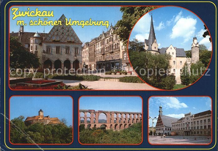 Zwickau Sachsen und Umgebung Innenstadt Burg Viadukt Rathaus Gewandhaus Theater