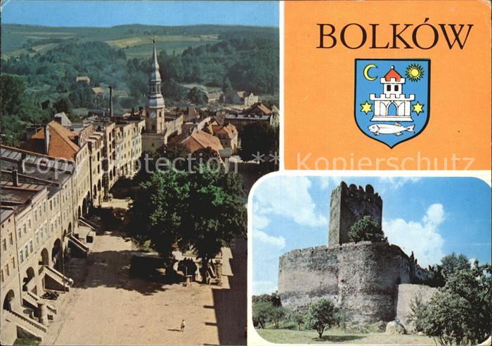 Bolkow Marktplatz Arkadenhaeuser Kirche Bolkoburg Hungerturm