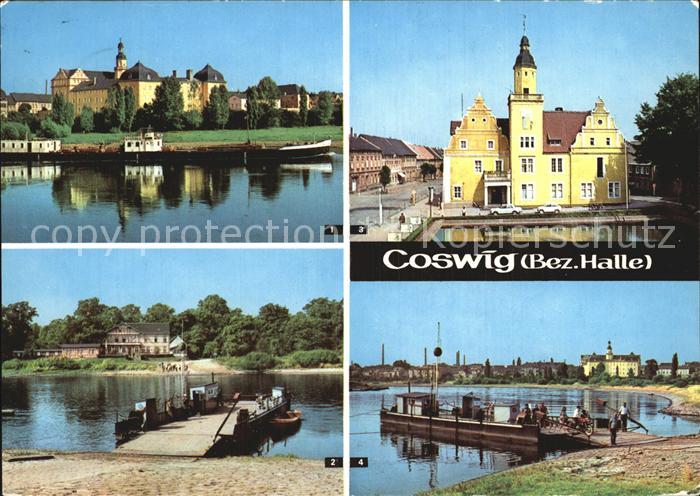 Coswig Anhalt Schloss Elbfaehre Anleger Rathaus Elbe