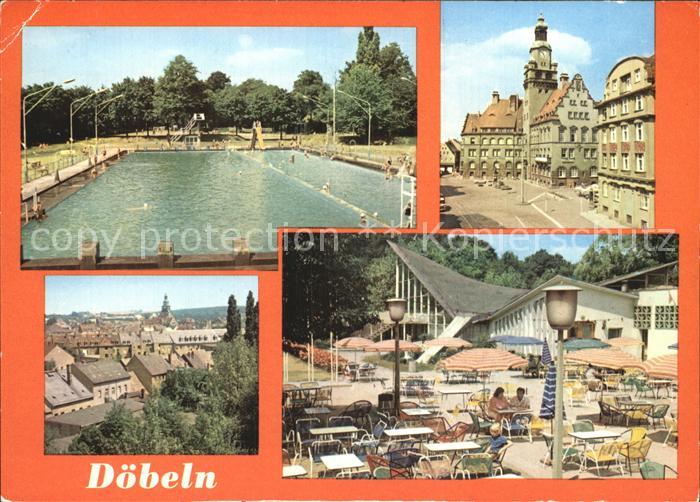 Doebeln Freibad Rathaus Teilansicht HO Parkrestaurant Buergergarten
