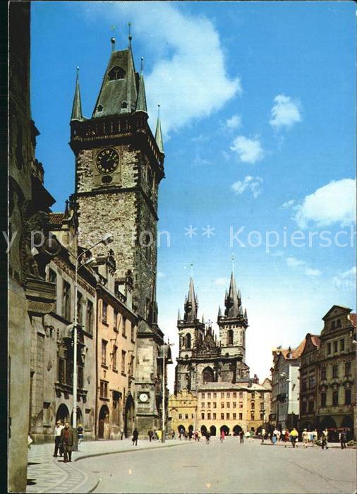 Praha Prahy Prague Staromestska radnice a Tynsky chram Altstaedter Rathaus Teynk