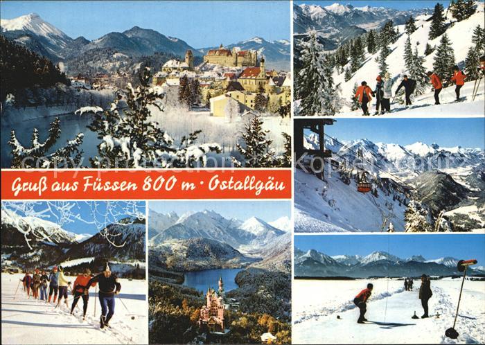 Fuessen Allgaeu Panorama Wintersportplatz Bergbahn Alpen Schloss Neuschwanstein