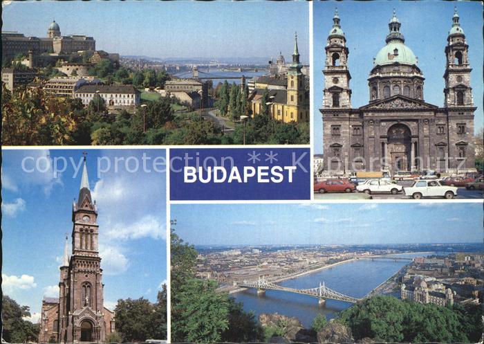 Budapest Stadtbild mit Donau Bruecke Kirche