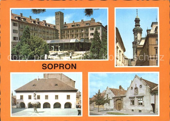 Sopron Oedenburg Teilansichten Gebaeude Kirche Brunnen