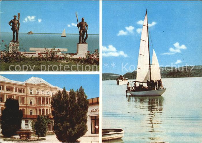 Balatonfuered Denkmal Statue Hotel Segelboot Plattensee