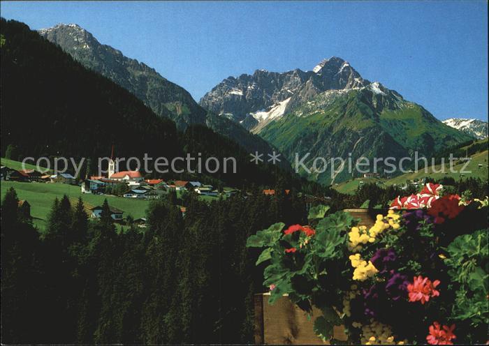 Riezlern Kleinwalsertal Vorarlberg Panorma mit Widderstein Allgaeuer Alpen Blume