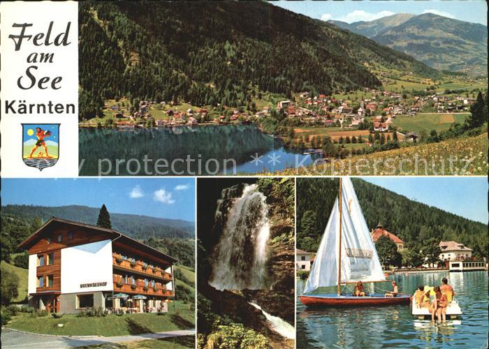 Feld See Panorama Segelboot Wasserfall Hotel Restaurant