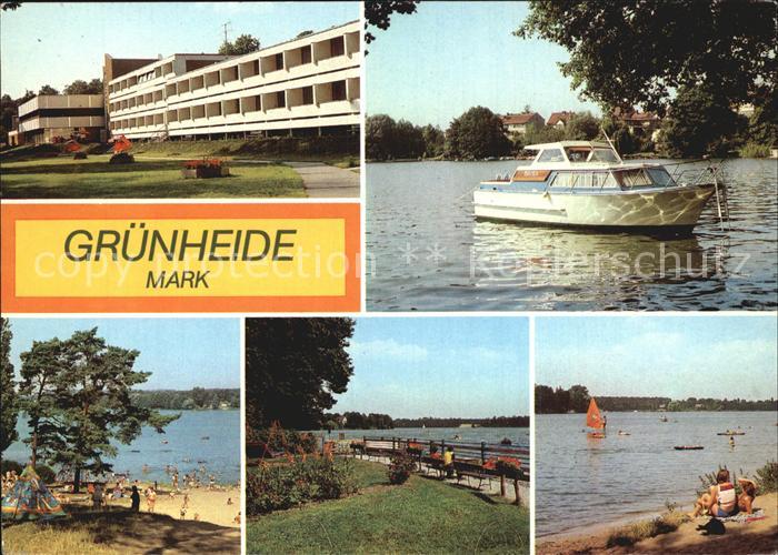 Gruenheide Mark Erholungsheim am Werlsee Peetzsee Strand Motorboot