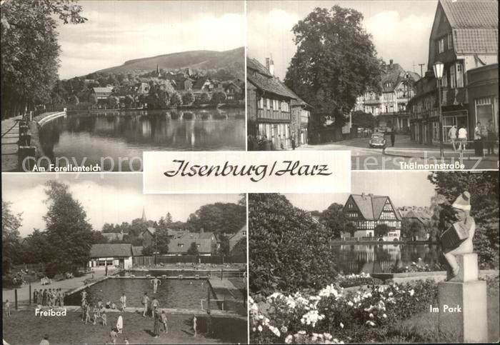 Ilsenburg Harz Forellenteich Thaelmannstrasse Freibad Park Statue