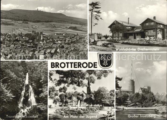 Brotterode Panorama Waldschaenke Dreiherrnstein Wasserfall Platz der Jugend Gros