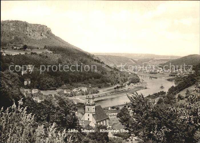 Koenigstein Saechsische Schweiz Panorama Elbtal Elbsandsteingebirge