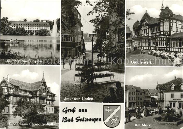 Bad Salzungen Kurhaus am Burgsee Gradierwerk unter den Linden am Markt Kinderhei
